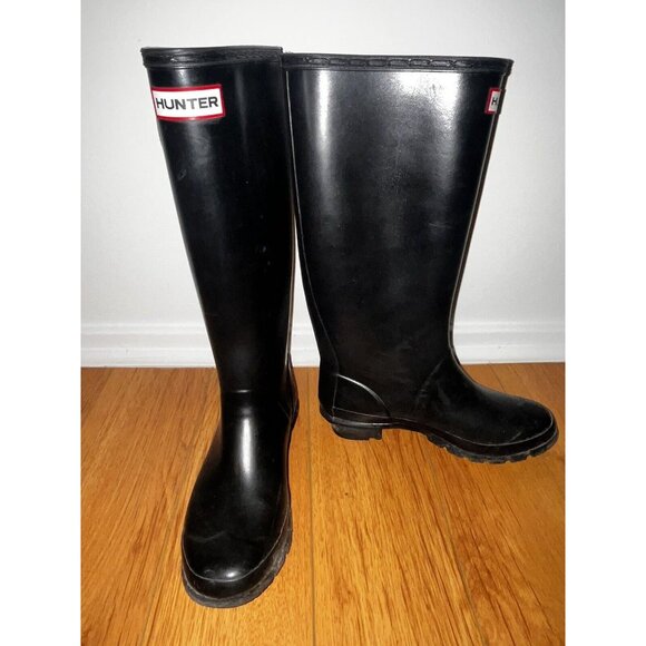 Hunter Black High Rain Boots Unisex 6M 7F - Picture 6 of 8